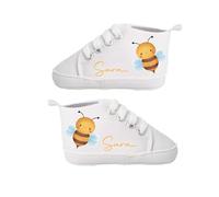 Scarpine Neonato Personalizzabili con Nome - Morbide Scarpe Prima Infanzia in Cotone - Idea Regalo Nascita, Battesimo, Baby Shower