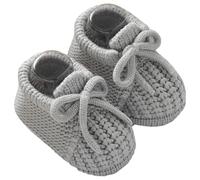 Scarpine primi passi per neonati e ragazze, suola morbida, stivali in maglia con fiocco, per l'inverno, per interni ed esterni, adatti per 0-12 mesi, grigio., 18 EU