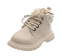 Scarponcini Bambina 25 - Scarpe con Lacci in Pu per Ragazzi E Ragazze alla Moda in Rete con Lacci Traspiranti Antiscivolo Color Carne (White 26 3-35 Years)