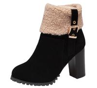 Scarponcini Neve Stivali Texani Donna Comodi Lunghi con Cerniera Laterale E Lacci Motivo Stampato a metà Polpaccio Stivali Western Stivaletti da Donna da Neve