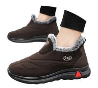 Scarponcini Uomo Invernali - Stivali da Neve Invernali da, isolati, Termici, Caldi, Morbidi, con Suola Alta e alla Caviglia, per attività all'aperto e Uso Quotidiano (Brown, 43)