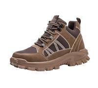 Scarponi da trekking da uomo in rete traspirante con design con lacci, suola antiscivolo robusta, stivali da passeggio da uomo, scarpe da passeggio resistenti, leggere e comode, Marrone, 45 EU