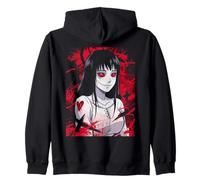 Scary Anime Girl Eyes Red Eyes Manga Gothic Horror Art Felpa con Cappuccio