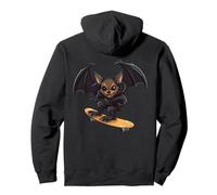Scary Bat equitazione uno skateboard pigro retrò Halloween Felpa con Cappuccio