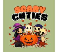 Scary Cuties: Kawaii Halloween Coloring Book for Kids Teens and Adults - Cute cats, Witches, Ghosts, Skeletons, Vampires & Pumpkins