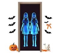 Scary Door Cover - Haunted Twin Sisters Backdrop, Creepy Entry Tapestry