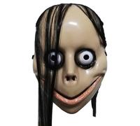 Scary Face Cover - Creepy Lattice Mask, Long Hair Costume Headgear | Realistic Horror Cosplay Prop, Full Head Mask for Adults | Haunted House Prank, Party Trick Accessory, Halloween Dress-Up
