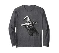 Scary Halloween Black Cat Witch Hat Moon Maglia a Manica