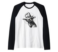 Scary Halloween Black Cat Witch Hat Moon Maglia con Maniche Raglan