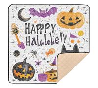 Scary Halloween Happy Fun - Tappetino da palestra e attività in morbida schiuma, lavabile, imbottito, per bambini, 127 x 127 cm