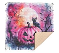 Scary Halloween Jack - O - Lanterna Gatto Morbido Tappetino da Gioco Imbottito per Pavimento Comodo Bambino Gioco Pancia Mat per Baby Toddler Neonato, 127 x 127 cm