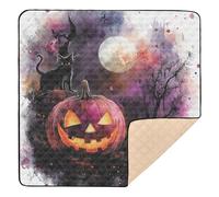 Scary Halloween Jack - O - Lanterna grande ed elegante tappetino da gioco per bambini per interni ed esterni, non tossico per la pancia, per bambini, 127 x 127 cm