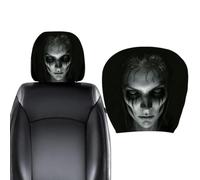 Scary Headrest Cover, 2 Piece Universal Spooky Protector, Vehicle Guard | Spooky Halloween Graphic , Universal Fit Seat Protection, Instant Interior Style Upgrade For Sedan Truck SUV RV