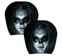 Scary Headrest Covers For Cars 2 pezzi Funny Spooky Halloween Design Ghost | High-Stretch Car Headrest Covers for Truck SUV RV Pickup Vehicle Interior Travel Road Trip Party Holiday