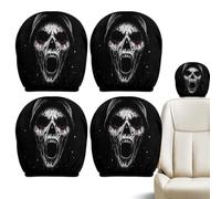 Scary Headrest Covers For Cars | 4 Pieces Elastic Skeleton Print Protector