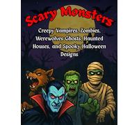 Scary Monsters Horror Coloring Book for Adults: Creepy Vampires, Zombies, Werewolves, Ghosts, Haunted Houses, and Spooky Halloween Designs