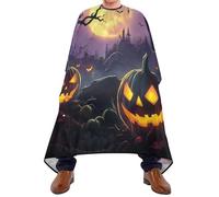 Scary Night Halloween Pumpkins Donna Uomo Mantello Da Barbiere Tutta Lunghezza Mantellina Parrucchiere Antiaderente Mantella Parrucchiere Per Uso Domestico Parrucchieri Acconciatura 168X140Cm
