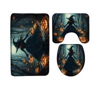 Scary Pumpkin Moon Dead Tree Spooky Night Set Di Tappeti Da Bagno 3 Pezzi Antiscivolo Zerbino Assorbente Tappetino Da Bagno Per La Casa Toeletta Doccia