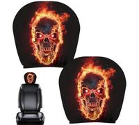 Scary Seat Headrest Covers 2 Pieces Skull Gothic Halloween Interior Decor