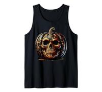 Scary Skull Pumpkin Graphic for Men Goth Skeleton Halloween Canotta