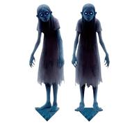 Scary twin - 2-pieces Halloween Ghost Stake, 2x Metal Halloween Haunted Twin Ground Stakes, Spooky twinn Lawn Garden Sign, Ground Insertion Haunted House Prop For Patio, Porch, Lawn, Grassland