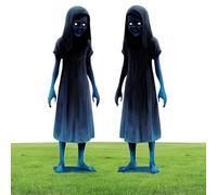 Scary Twins Halloween Stakes, Halloween Ground Insertion Horror Decor, Scary Garden Twins Ghost Stakes Decor 2-Pieces, Home Seasonal for Porch Lawn Yard Grassland Carnival Patio