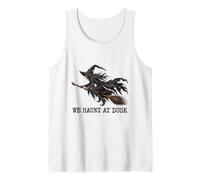 Scary Witch Flying Broom Halloween We Haunt at Dusk Canotta
