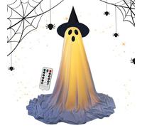 Scary Yard Props - Halloween Ghost Decor | Remote LED Spirit Lights For Lawn, Spooky Garden Phantom With Glowing Features, Outdoor Haunted Accents For Porch Party Holiday Scene Night Effect