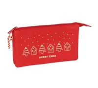 Scatas Merry XMAS - Astuccio triplo, astuccio per bambini, ideale per bambini in età scolastica, comodo e versatile, qualità e resistenza, 22 x 3 x 12 cm