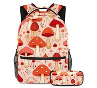 Scatena il tuo stile con questo set di 2 zaini, ideale per ragazzi, ragazze e adolescenti in movimento!, motivo fungo rosso, Multicolore, B：29.4x20x40cm P：19x7.5x3.8cm, Zaini Daypack