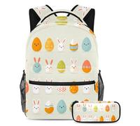 Scatena il tuo stile con questo set di 2 zaini, ideale per ragazzi, ragazze e adolescenti in movimento!, uovo di Pasqua bianco, Multicolore, B：29.4x20x40cm P：19x7.5x3.8cm, Zaini Daypack