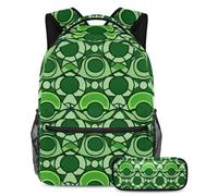 Scatena il tuo stile con questo set di 2 zaini, ideale per ragazzi, ragazze e adolescenti in movimento. Geometrico circolare verde, Multicolore, B:29.4x20x40cm P:19x7.5x3.8cm, Zaini Daypack