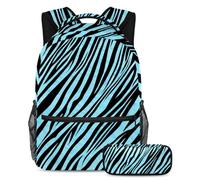 Scatena il tuo stile con questo set di 2 zaini, ideale per ragazzi, ragazze e adolescenti in movimento!, strisce zebrate blu, Multicolore, B：29.4x20x40cm P：19x7.5x3.8cm, Zaino daypack