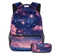 Scatena il tuo stile con questo set di 2 zaini, ideale per ragazzi, ragazze e adolescenti in movimento!, cielo stellato rosa, Multicolore, B：29.4x20x40cm P：19x7.5x3.8cm, Zaini Daypack