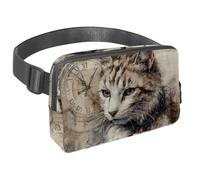 Scatena la tua voglia di viaggiare, borsa a tracolla per uomini e donne, perfetta per corsa, passeggiate, escursionismo e ciclismo, motivo gatto vintage, Multicolore#03, 1.5x9.0x5.9in/4x23x15cm