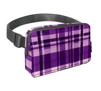 Scatena la tua voglia di viaggiare, borsa a tracolla per uomini e donne, perfetta per corsa, passeggiate, escursionismo e ciclismo, motivo scozzese retrò viola, Multicolore#07, 1.5x9.0x5.9in/4x23x15cm