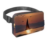 Scatena la tua voglia di viaggiare, borsa a tracolla per uomini e donne, perfetta per corsa, passeggiate, escursioni e ciclismo, barca a vela vista tramonto, Multicolore#07, 1.5x9.0x5.9in/4x23x15cm