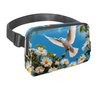 Scatena la tua voglia di viaggiare con il nostro marsupio con cinturino regolabile, perfetto per viaggi, passeggiate e ciclismo, colomba e fiore carini, Multicolore#03, 1.5x9.0x5.9in/4x23x15cm