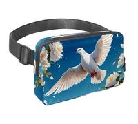 Scatena la tua voglia di viaggiare con il nostro marsupio con cinturino regolabile, perfetto per viaggi, passeggiate e ciclismo, colomba e fiore carini, Multicolore#01, 1.5x9.0x5.9in/4x23x15cm
