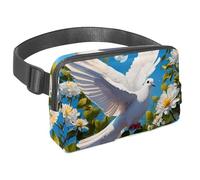 Scatena la tua voglia di viaggiare con il nostro marsupio con cinturino regolabile, perfetto per viaggi, passeggiate e ciclismo, colomba e fiore carini, Multicolore#04, 1.5x9.0x5.9in/4x23x15cm