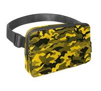 Scatena la tua voglia di viaggiare con il nostro marsupio con cinturino regolabile, perfetto per viaggi, passeggiate e ciclismo, motivo mimetico giallo, Multicolore#02, 1.5x9.0x5.9in/4x23x15cm