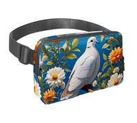 Scatena la tua voglia di viaggiare con il nostro marsupio con cinturino regolabile, perfetto per viaggi, passeggiate e ciclismo, colomba e fiore carini, Multicolore#06, 1.5x9.0x5.9in/4x23x15cm