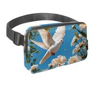 Scatena la tua voglia di viaggiare con il nostro marsupio con cinturino regolabile, perfetto per viaggi, passeggiate e ciclismo, colomba e fiore carini, Multicolore#08, 1.5x9.0x5.9in/4x23x15cm