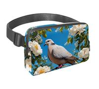 Scatena la tua voglia di viaggiare con il nostro marsupio con cinturino regolabile, perfetto per viaggi, passeggiate e ciclismo, colomba e fiore carini, Multicolore#02, 1.5x9.0x5.9in/4x23x15cm