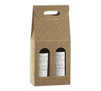 Scatola 2 Bottiglie Vino Kraft Naturale 18x9x34 cm 5 pz - Garcia de Pou - Regalo