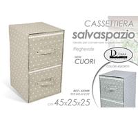 SCATOLA 2 CASSETTI SALVA SPAZIO PIEGHEVOLE SERIE CUORE 452525 CM BET-683060