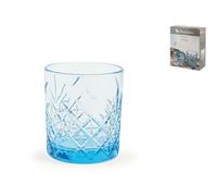 Scatola 4 Bicchieri Timeless In Pasta Di Vetro Azzurra Cl 34,5