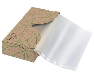 Scatola 40 buste trasparenti perforate Leitz A4 PP 70 micron goffranto | Buste fori universali; anti-copia; A4; Protettive e resistenti; Striscia rinforzata; Scatola