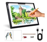 Scatola A4 Tavoletta Luminosa, cuscinetto luminoso a LED con supporto e clip integrati, tavolo luminoso per pittura con diamanti, artisti, disegni, schizzi, animazioni