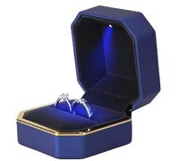 Scatola Anello 1 pz scatola for anelli di gioielli collana di velluto di lusso in gomma ciondolo regali display con luce for proposta di fidanzamento custodia for matrimoni(Blue)